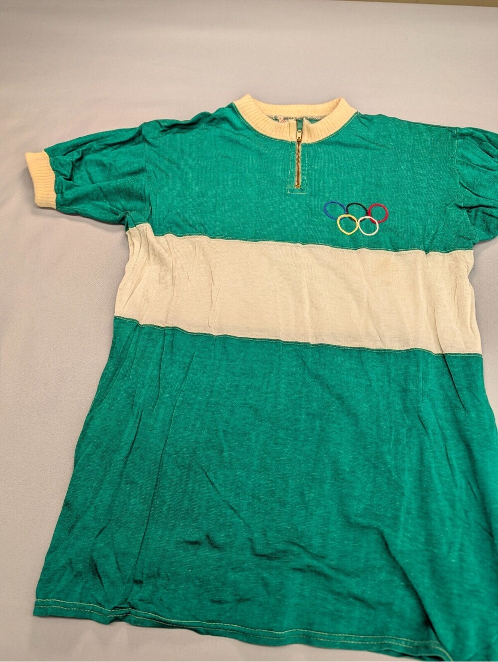 Olympic Wool Cycling Jersey Rino Green Vintage Small 50s 60s